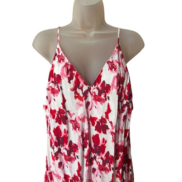 A New Day Red/Pink Floral Slip Dress w/Slit Sz XXL Romantic - Picture 5 of 10